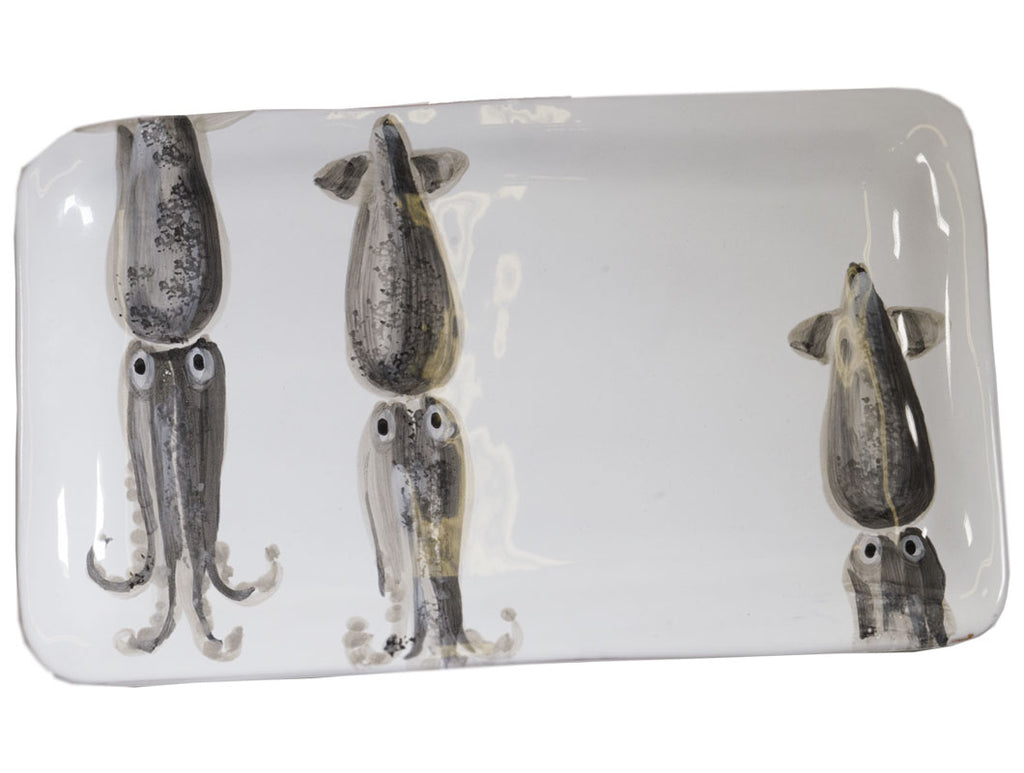 "Marina" Rectangular Plater Calamari Decor