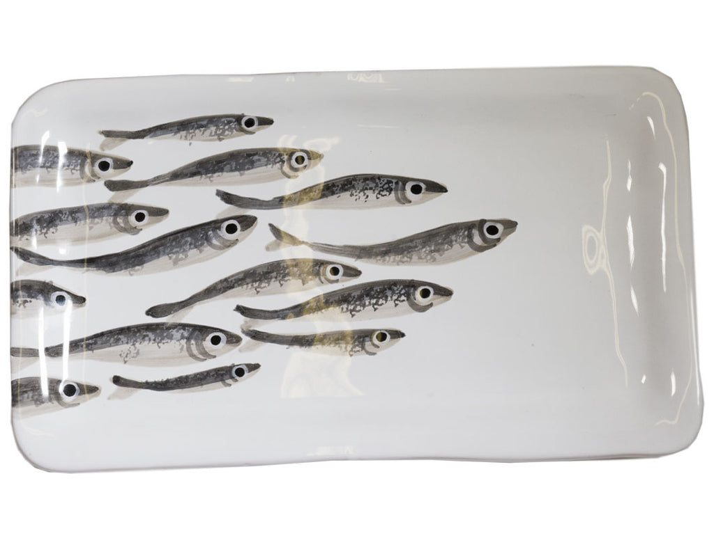 "Marina" Rectangular Plater Sardine Decor