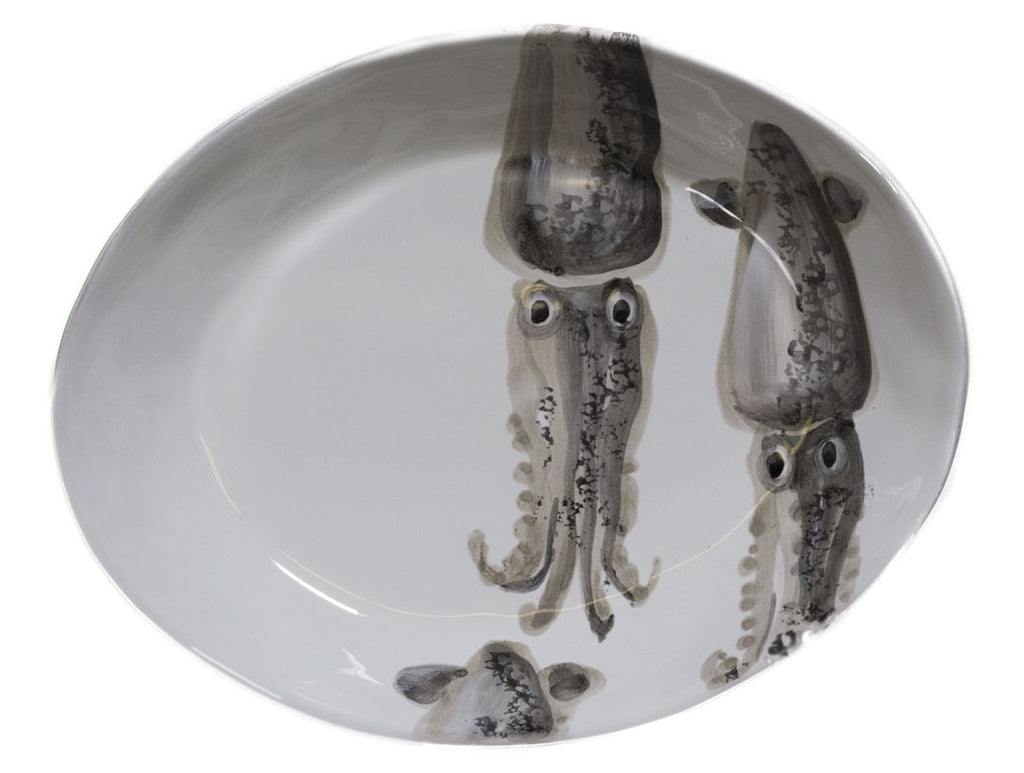 "Marina" Oval Pasta Plate Calamaro decor