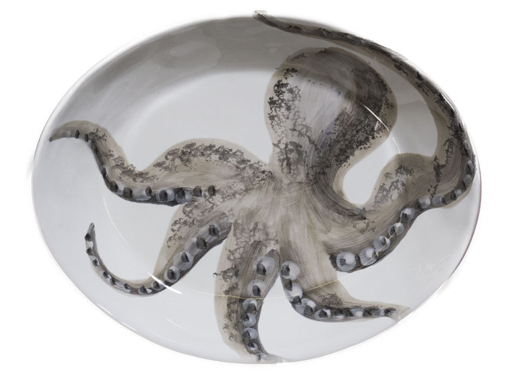 "Marina" Oval Pasta Plate Polipo decor