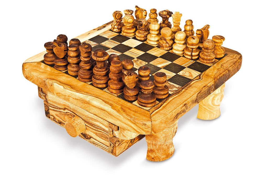 Rustic Chessboard with Drawer