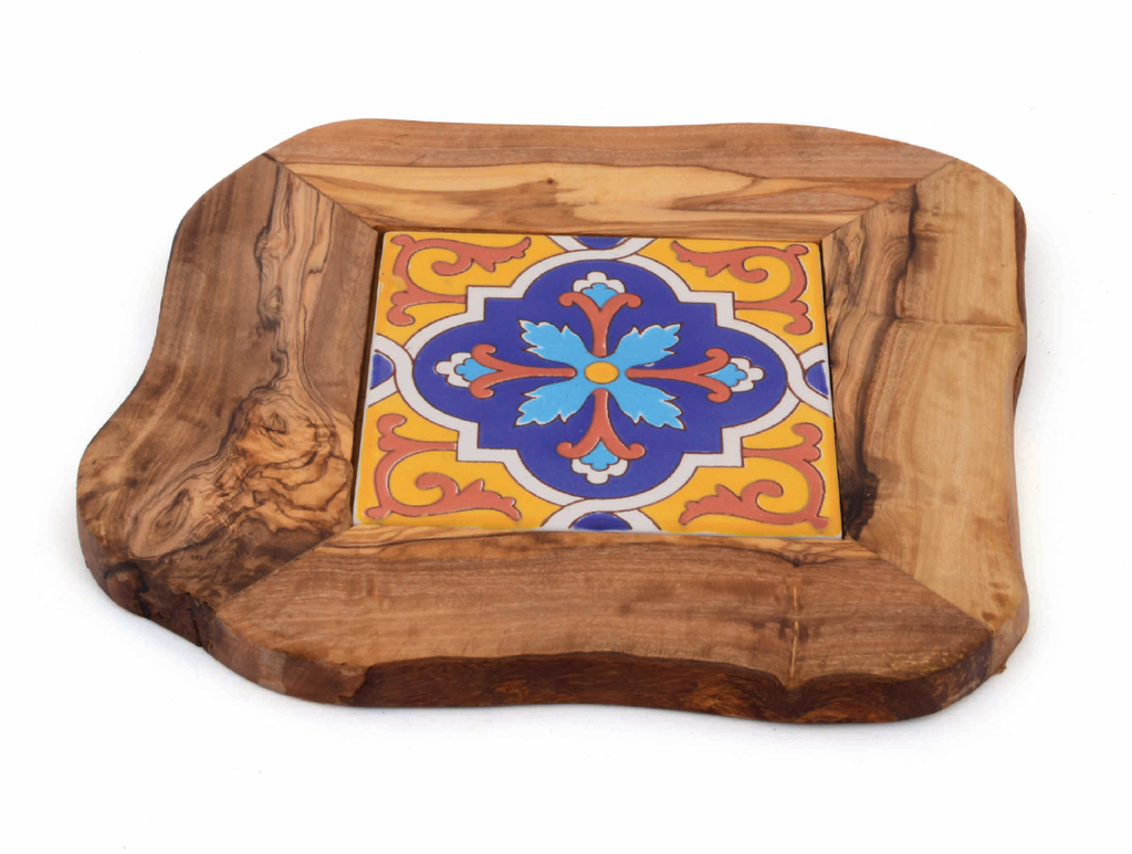 Ceramic and Olive Wood Trivet