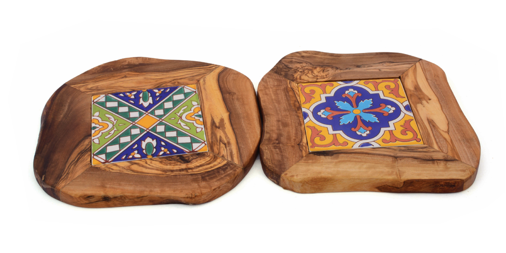 Ceramic and Olive Wood Trivet