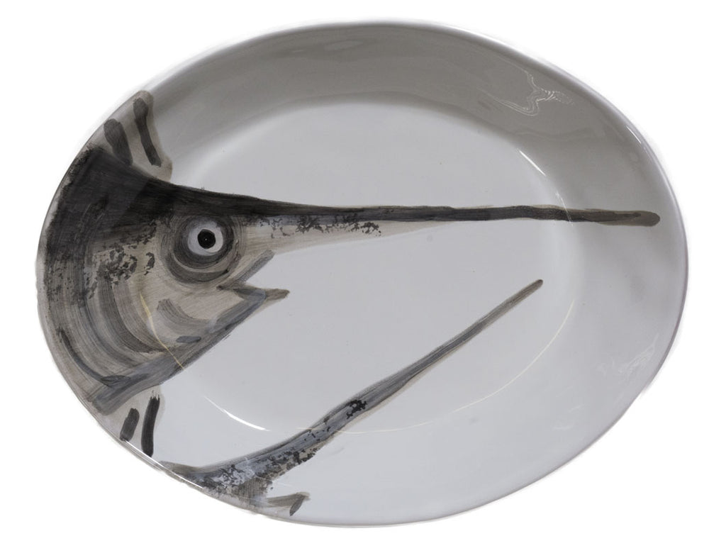 "Marina" Oval Pasta Plate Pesce Spada decor